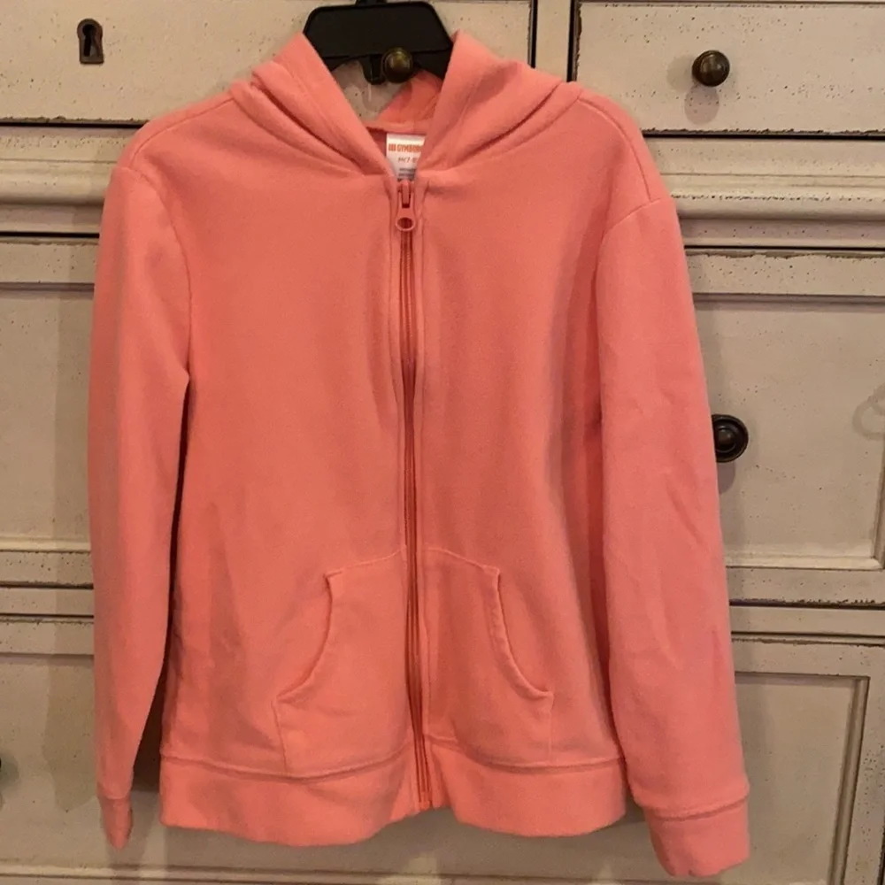 Gymboree peach pink coral fleece girls Medium jacket hoodie zipper closure 7/8​​